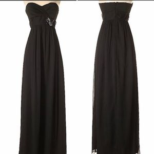 NWT BCBGeneration Strapless Long Cocktail Prom Dress Chiffon Black Sz 8